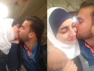 Arab girl in hijab pleasures herself with male partner