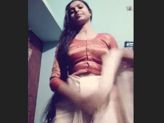 A lovely young woman reveals her lingerie in a seductive striptease