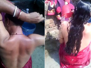 Indian aunt's bath recorded