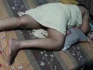 Sanjana aunty rests in her undergarments following a passionate encounter