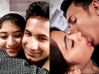 Passionate kiss of Indian couple