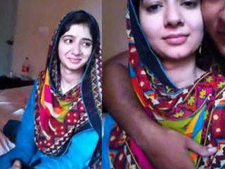 Sultry Pakistani girlfriend passionately makes out with boyfriend while he fondles her breasts to Urdu music