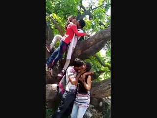 Two romantic partners engage in fervent kissing