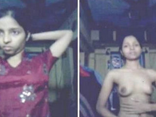 A young woman with a slender figure revels in her pleasure