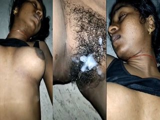 Tamil wife's hairy pussy gets filled with cum in steamy video
