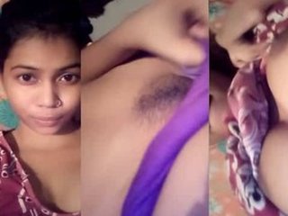 Desi teen's mms video featuring hairy pussy and boob show