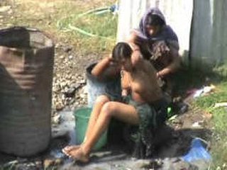 Airy dhaba shower with open-air girls