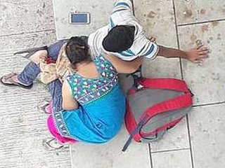 Desi bhabi gives a blowjob to her boyfriend in the backyard, caught on camera