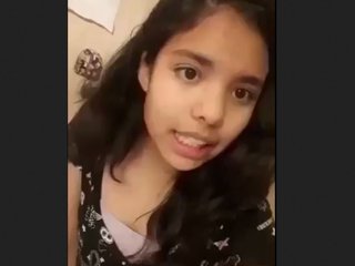 Teen girl with fringe in MMS video is cute