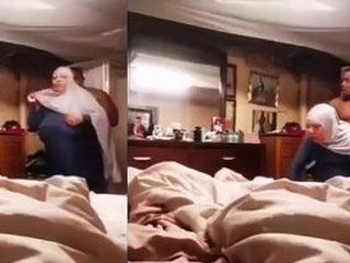 Mature Indian aunty with hijab enjoys rough sex with young bull