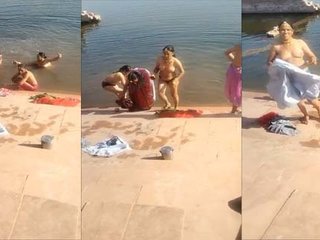 Indian village women enjoy nude swimming with big boobs