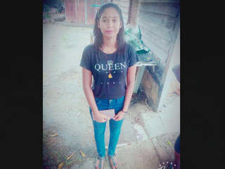 Indian Tamil girl takes a bath in the shower