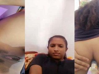 Desi college girl pleasures herself with a finger