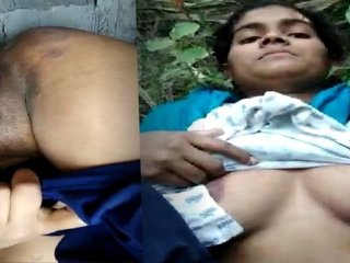 Indian girl gets pounded by her boyfriend in the backyard